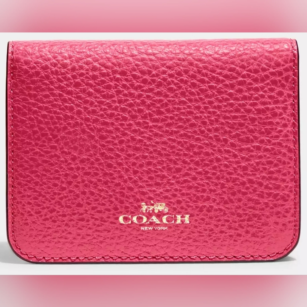Coach Pink Leather Women's Card Case - NEW